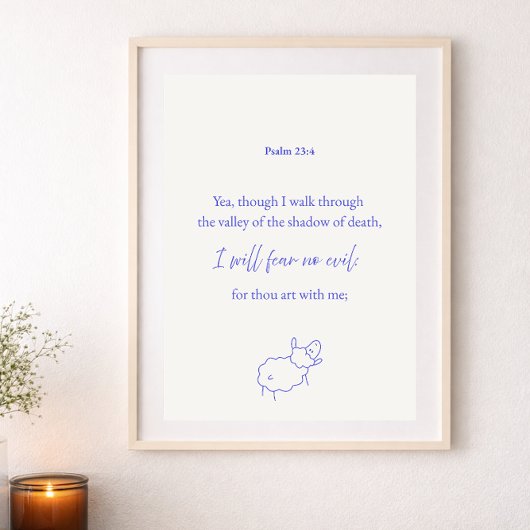 I Will Fear No Evil Psalm 23:4 Christian Poster
