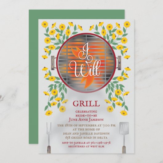 I Will Grill Bridal Dusche Einladung (Vorne/Hinten)