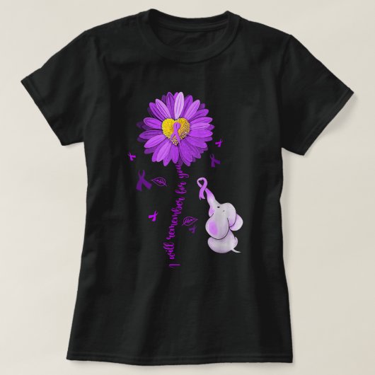I Will Remember For You Elephant Alzheimer's Aware T-Shirt (Design vorne)
