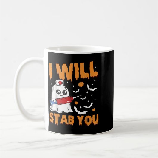 I Will Stab You Ghost Nurse Retro Funny Halloween  Kaffeetasse (Links)