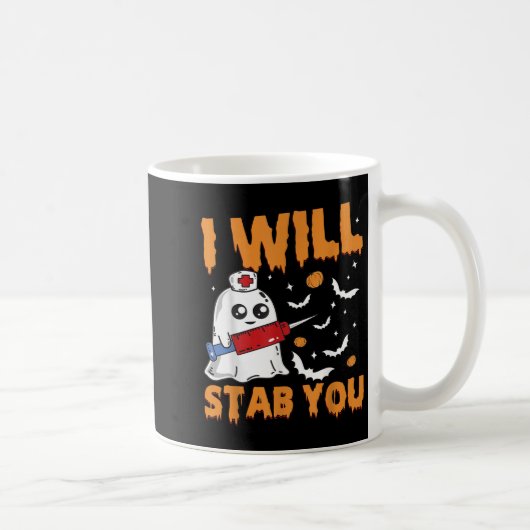 I Will Stab You Ghost Nurse Retro Funny Halloween  Kaffeetasse (Rechts)
