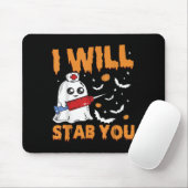 I Will Stab You Ghost Nurse Retro Funny Halloween Mousepad (Mit Mouse)