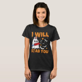 I Will Stab You Ghost Nurse Retro Funny Halloween  T-Shirt (Vorne ganz)