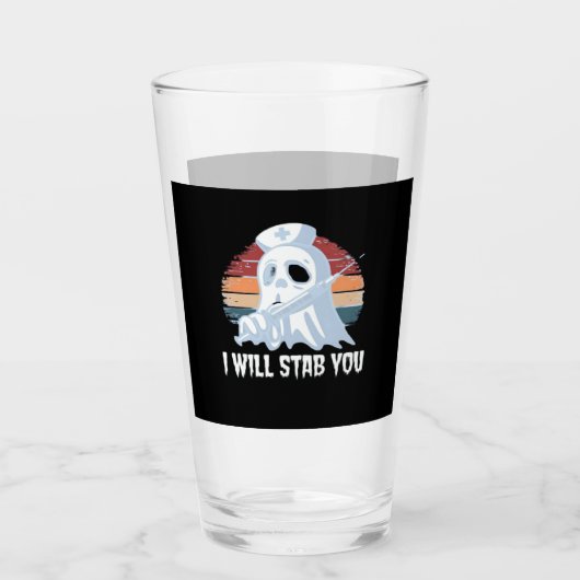 I will stab you t shirt, Ghost Nurse Halloween Vin Glas (Vorderseite)