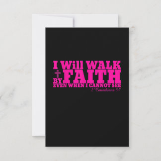 I Will Walk By Faith Christian Pink Bible Verse T Dankeskarte