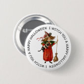I Witch you a Happy Halloween Button (Vorne & Hinten)