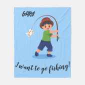 "I WOLL TO GO FISCHING" BLANKET FÜR JUNGEN FLEECEDECKE (Vorderseite)