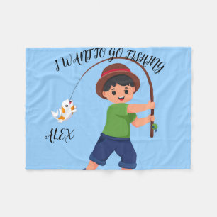 "I WOLL TO GO FISCHING" BLANKET FÜR JUNGEN FLEECEDECKE
