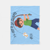 "I WOLL TO GO FISCHING" BLANKET FÜR JUNGEN FLEECEDECKE (Vorderseite)