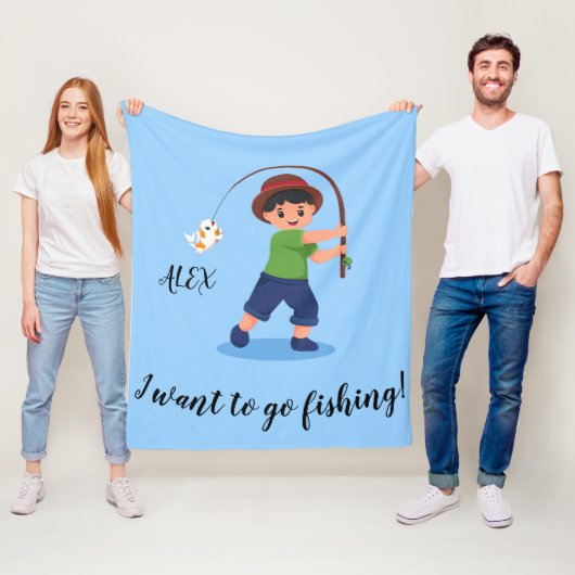 "I WOLL TO GO FISCHING" BLANKET FÜR JUNGEN FLEECEDECKE (Beispiel)