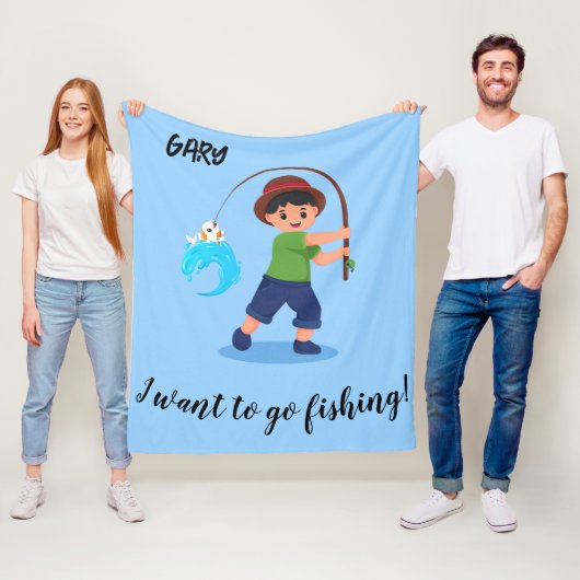"I WOLL TO GO FISCHING" BLANKET FÜR JUNGEN FLEECEDECKE (Beispiel)