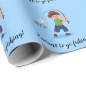 "I WOLL TO GO FISCHING" Jungs Fischen Geschenkpapier (Rolleneckpunkt)