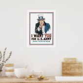 "I Woll YOU" Onkel Sam (Leinwand) Poster (Küche)