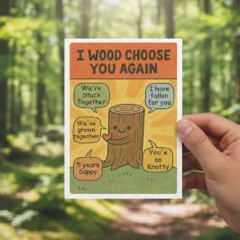 I Wood Choose You Again - Funny 5th Anniversary Pu Karte