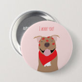 I Woof you American Bulldog Kiss Marks Button (Vorne & Hinten)