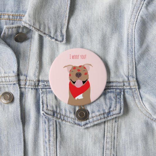 I Woof you American Bulldog Kiss Marks Button (Beispiel)