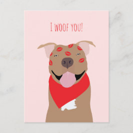 I Woof you American Bulldog Kiss Marks Feiertagspostkarte