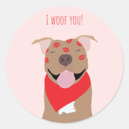 I Woof you American Bulldog Kiss Marks Runder Aufkleber