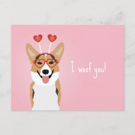 I Woof You Corgi Dog Valentinstag Postkarte