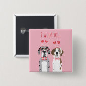 I Woof you Great Dane Hunde Pink Red Button (Vorne & Hinten)