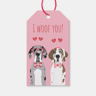 I Woof you Great Dane Hunde Pink Red Geschenkanhänger