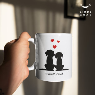 I woof you Modern Niedlich Dog Couple Valentine's Kaffeetasse