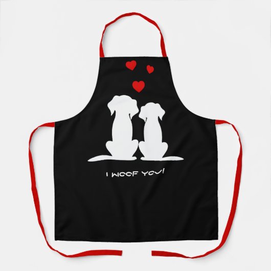I woof you Modern Niedlich Dog Couple Valentine's Schürze (Vorderseite)