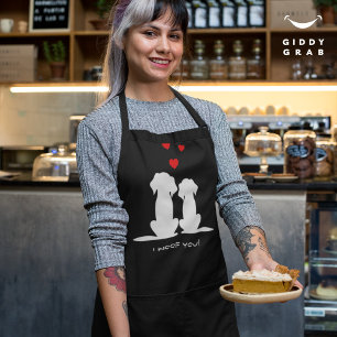 I woof you Modern Niedlich Dog Couple Valentine's Schürze