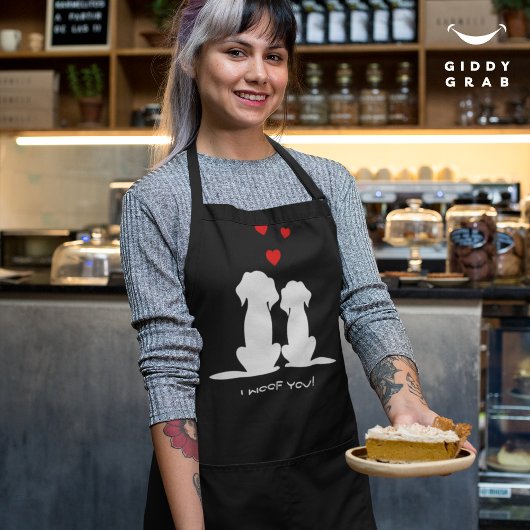 I woof you Modern Niedlich Dog Couple Valentine's Schürze