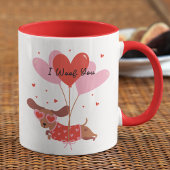 I Woof You Niedlich Dackel Hund Red Heart Balloons Tasse