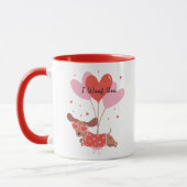 I Woof You Niedlich Dackel Hund Red Heart Balloons Tasse (Links)