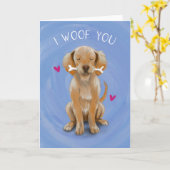 I Woof you Niedlich Dog with Bone Liebe Karte (Gelbe Blume)