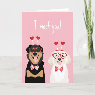 I Woof You Valentine Dog Rottweiler Maltipoo Puppy Feiertagskarte