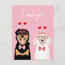 I Woof You Valentine Dog Rottweiler Maltipoo Puppy Postkarte
