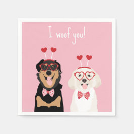 I Woof You Valentine Dog Rottweiler Maltipoo Puppy Serviette
