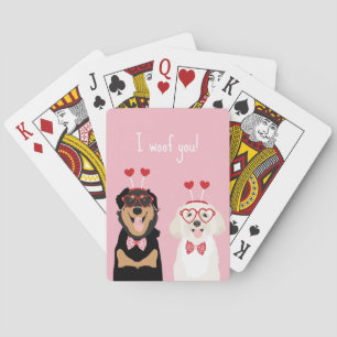 I Woof You Valentine Dog Rottweiler Maltipoo Puppy Spielkarten