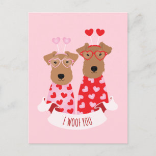i Woof You Valentine Wire Fox Terrier Dogs Postkarte