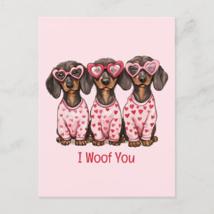 I Woof You Valentinstag Dackel Hunde Feiertagspostkarte