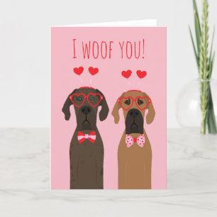 I Woof You Valentinstag Great Dane Hunde Feiertagskarte