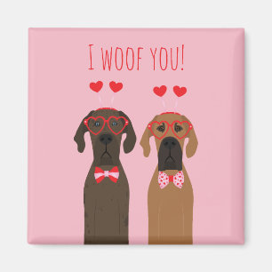 I Woof You Valentinstag Great Dane Hunde Magnet