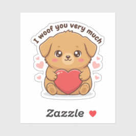 I Woof You Very Much Cute Dog Puppy Valentine Aufkleber