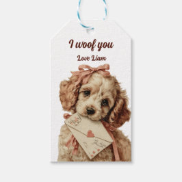 I woof you Vintage Pup Valentine's Day Gift Tag Geschenkanhänger