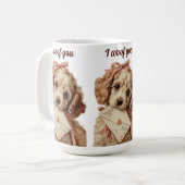 I woof you Vintage Pup Valentine's Day Kaffeetasse (Vorderseite Links)