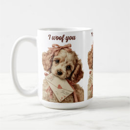 I woof you Vintage Pup Valentine's Day Kaffeetasse