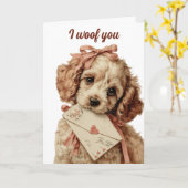 I woof you Vintage Pup Valentine's Day Karte (Gelbe Blume)