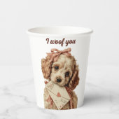 I woof you Vintage Pup Valentine's Day Pappbecher (Rückseite)