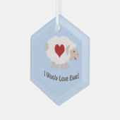 I Wooly Liebe Ewe Ornament Aus Glas (Vorderseite Links)