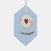 I Wooly Liebe Ewe Ornament Aus Glas (Vorderseite Rechts)