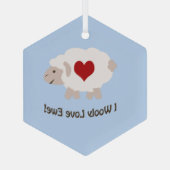 I Wooly Liebe Ewe Ornament Aus Glas (Rückseite)