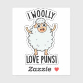 I Wooly Liebe Puns Funny Sheep Puff Aufkleber (Blatt)